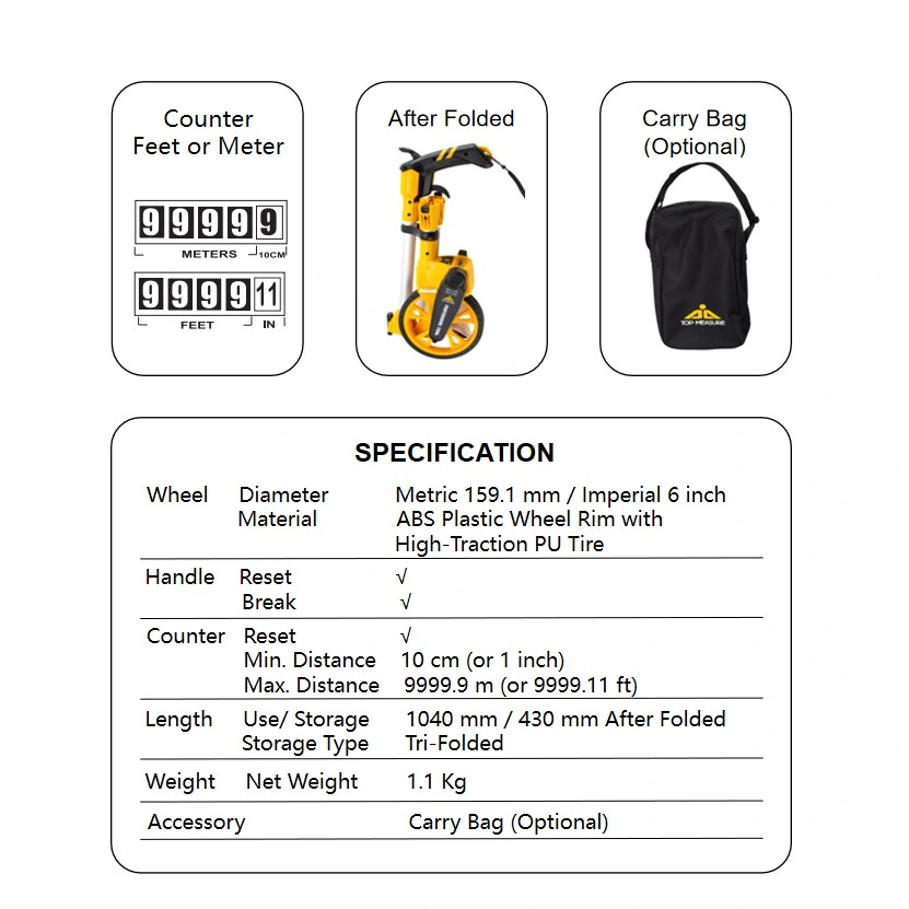 Professional Measuring Wheel with Brake and Reset